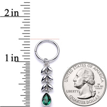 Load image into Gallery viewer, 16G 3/8 Green Gem Garland of Leaves Dangle Hinged Segment Ring
