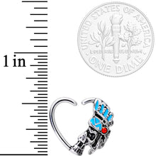 Load image into Gallery viewer, 16G 3/8 Red Gem Warrior Headdress Left Heart Closure Ring
