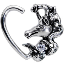 Load image into Gallery viewer, 16G 3/8 Clear CZ Unicorn Left Heart Closure Ring

