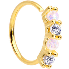 Load image into Gallery viewer, 20G 5/16 White Faux Opal Gold Tone Seamless Circular Ring
