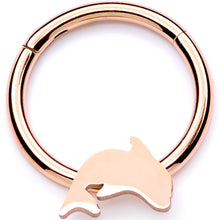 将图片加载到图库查看器，16G 3/8 Rose Gold Leaping Dolphin Hinged Segment Ring
