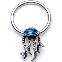 Load image into Gallery viewer, 16G 3/8 Blue Gem Nautical Jellyfish BCR Captive Ring
