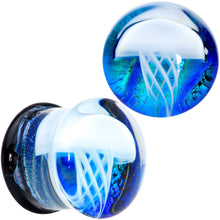 Load image into Gallery viewer, Blue White Glass Nautical Jellyfish Double Flare Plug Set

