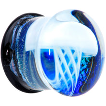 Load image into Gallery viewer, Blue White Glass Nautical Jellyfish Double Flare Plug Set
