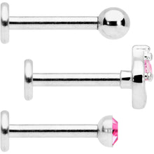 将图片加载到图库查看器，16G 5/16 Pink Gem Internally Threaded Labret Set
