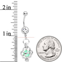 将图片加载到图库查看器，Clear Gem Glow in the Dark Paw Print Dangle Belly Ring
