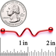 Load image into Gallery viewer, 14G Red Anodized Pulse Wave Industrial Barbell 40mm
