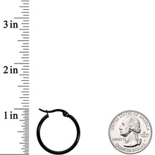 Load image into Gallery viewer, 20mm Black Tone PVD Stainless Steel Hoop Earrings
