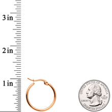 Load image into Gallery viewer, 20mm Rose Gold Tone PVD Stainless Steel Hoop Earrings

