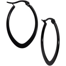 Load image into Gallery viewer, 30mm Black Tone PVD Stainless Steel Oval Hoop Earrings
