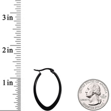 Load image into Gallery viewer, 30mm Black Tone PVD Stainless Steel Oval Hoop Earrings
