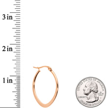 Load image into Gallery viewer, 30mm Rose Gold Tone PVD Stainless Steel Oval Hoop Earrings
