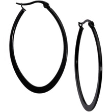 Load image into Gallery viewer, 40mm Black Tone PVD Stainless Steel Oval Hoop Earrings
