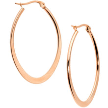 Load image into Gallery viewer, 40mm Rose Gold Tone PVD Stainless Steel Oval Hoop Earrings
