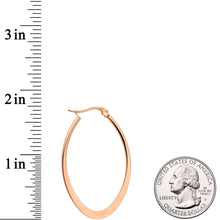 Load image into Gallery viewer, 40mm Rose Gold Tone PVD Stainless Steel Oval Hoop Earrings
