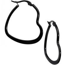 将图片加载到图库查看器，30mm Black Tone PVD Stainless Steel Heart Hoop Earrings
