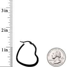 将图片加载到图库查看器，30mm Black Tone PVD Stainless Steel Heart Hoop Earrings
