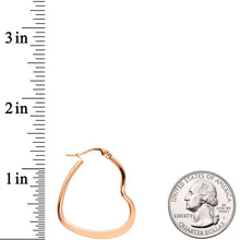 Load image into Gallery viewer, 30mm Rose Gold Tone PVD Stainless Steel Heart Hoop Earrings

