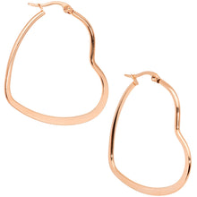 Load image into Gallery viewer, 40mm Rose Gold Tone PVD Stainless Steel Heart Hoop Earrings
