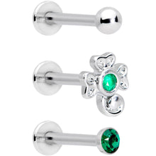 将图片加载到图库查看器，16G 5/16 Green Gem St Patricks Day Shamrock Labret Set of 3
