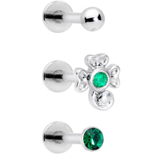 将图片加载到图库查看器，16G 5/16 Green Gem St Patricks Day Shamrock Labret Set of 3
