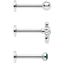 将图片加载到图库查看器，16G 5/16 Green Gem St Patricks Day Shamrock Labret Set of 3
