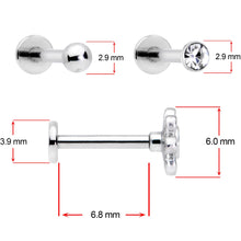 Load image into Gallery viewer, 16G 5/16 Clear Gem Flower Top Labret Tragus Set of Three
