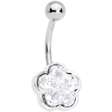 将图片加载到图库查看器，Clear Gem White Faux Druzy Flower Belly Ring Set of 4
