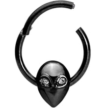 将图片加载到图库查看器，16G 3/8 Clear Gem Black Alien Invader Hinged Segment Ring
