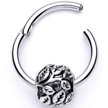 将图片加载到图库查看器，16G 3/8 Leaf Pattern Bead Hinged Segment Ring

