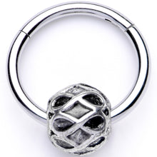将图片加载到图库查看器，16G 3/8 Geometric Pattern Bead Hinged Segment Ring
