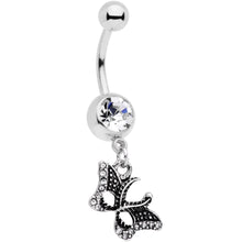 将图片加载到图库查看器，Clear Gem Catch That Butterfly Dangle Belly Ring
