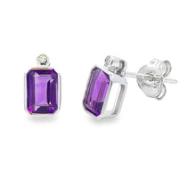 Load image into Gallery viewer, .53ct Amethyst Diamond Stud Earrings 10KT White Gold
