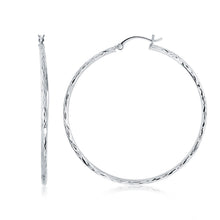 Load image into Gallery viewer, 14k White Gold Diamond Cut Hoop Earrings (1 3/4 inch Diameter)
