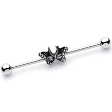 Load image into Gallery viewer, 14G Clear Gem Catch That Butterfly Industrial Barbell 38mm
