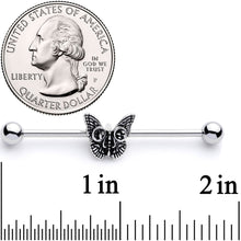 Load image into Gallery viewer, 14G Death Mask Butterfly Industrial Barbell 38mm
