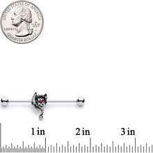 Load image into Gallery viewer, 14G Red Gem Dragon Hoard Industrial Barbell 38mm
