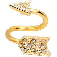 Load image into Gallery viewer, Clear Gem Gold Tone Cupids Arrow Spiral Twister Belly Ring
