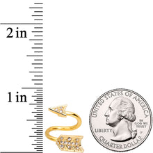 Load image into Gallery viewer, Clear Gem Gold Tone Cupids Arrow Spiral Twister Belly Ring
