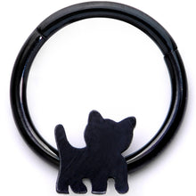 Load image into Gallery viewer, 16G 3/8 Black Kitty Cat Hinged Segment Ring
