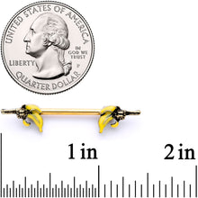 Load image into Gallery viewer, 14G 9/16 Gold Tone Banana Peel Gun Barbell Nipple Ring Set
