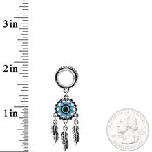 Load image into Gallery viewer, Green Gem Feather Dreamcatcher Screw Fit Tunnel Plug Set
