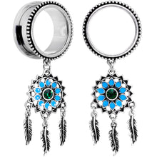Load image into Gallery viewer, Green Gem Feather Dreamcatcher Screw Fit Tunnel Plug Set
