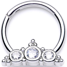 Load image into Gallery viewer, 16G 3/8 Clear CZ Art Deco Arc Hinged Segment Ring
