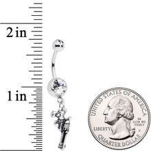 将图片加载到图库查看器，Clear Gem Under the Gun Dangle Belly Ring
