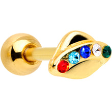 Load image into Gallery viewer, 16G 1/4 Multicolor Gem Gold Tone UFO Cartilage Tragus
