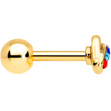 Load image into Gallery viewer, 16G 1/4 Multicolor Gem Gold Tone UFO Cartilage Tragus
