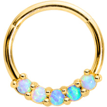 将图片加载到图库查看器，16G 3/8 Five Synthetic Opal Gold Tone Hinged Segment Ring
