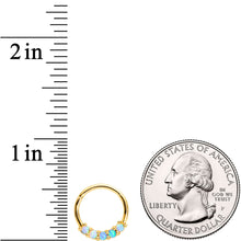 将图片加载到图库查看器，16G 3/8 Five Synthetic Opal Gold Tone Hinged Segment Ring
