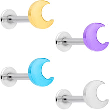 Load image into Gallery viewer, 16G 5/16 Multicolor Crescent Moon Labret Monroe Tragus Set of 4
